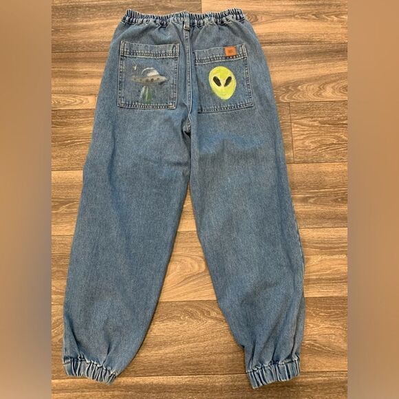 BDG Alien Elastic Top & Bottom Jeans Size 28 Large Pockets Unique - Picture 1 of 4